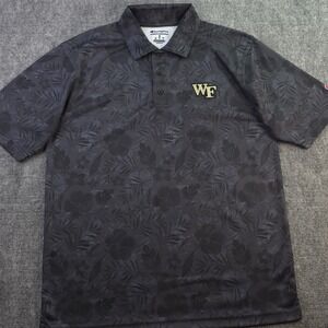 Champion Wake Forest Demon Deacons Polo Medium Black Floral Short Sleeve